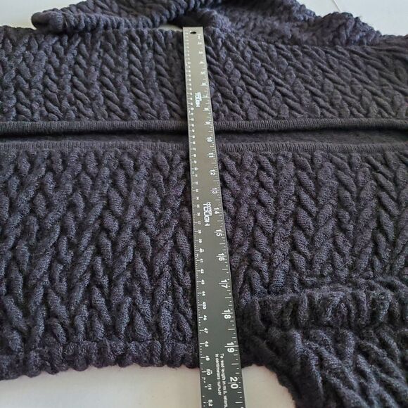 100% Alpaca Coatigan Made in Peru Black Raised Knit Sweater Jacket Grandpacore - Picture 6 of 8